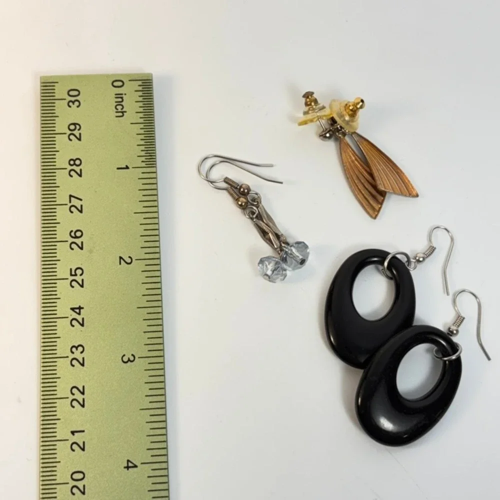 Vintage Earring Lot Black Gold Silver Boho Goth Piratecore 3 Pairs